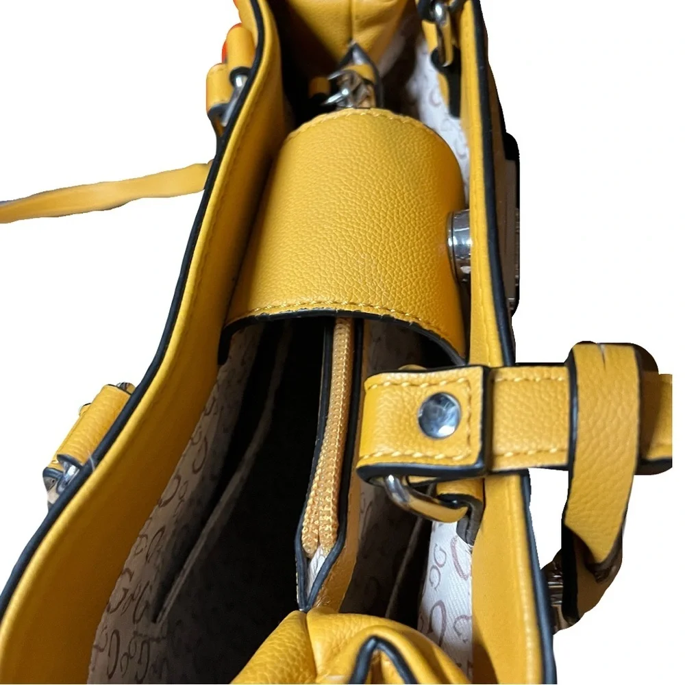 Guess Yellow Leather Crossbody Handbag Women's Fashion Accessory - Picture 7 of 10
